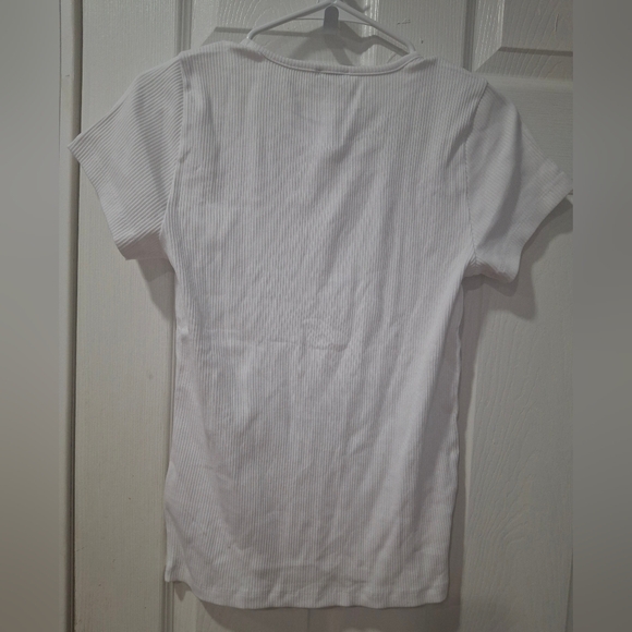 J. Crew White Ribbed Short Sleeve Top - Picture 3 of 4